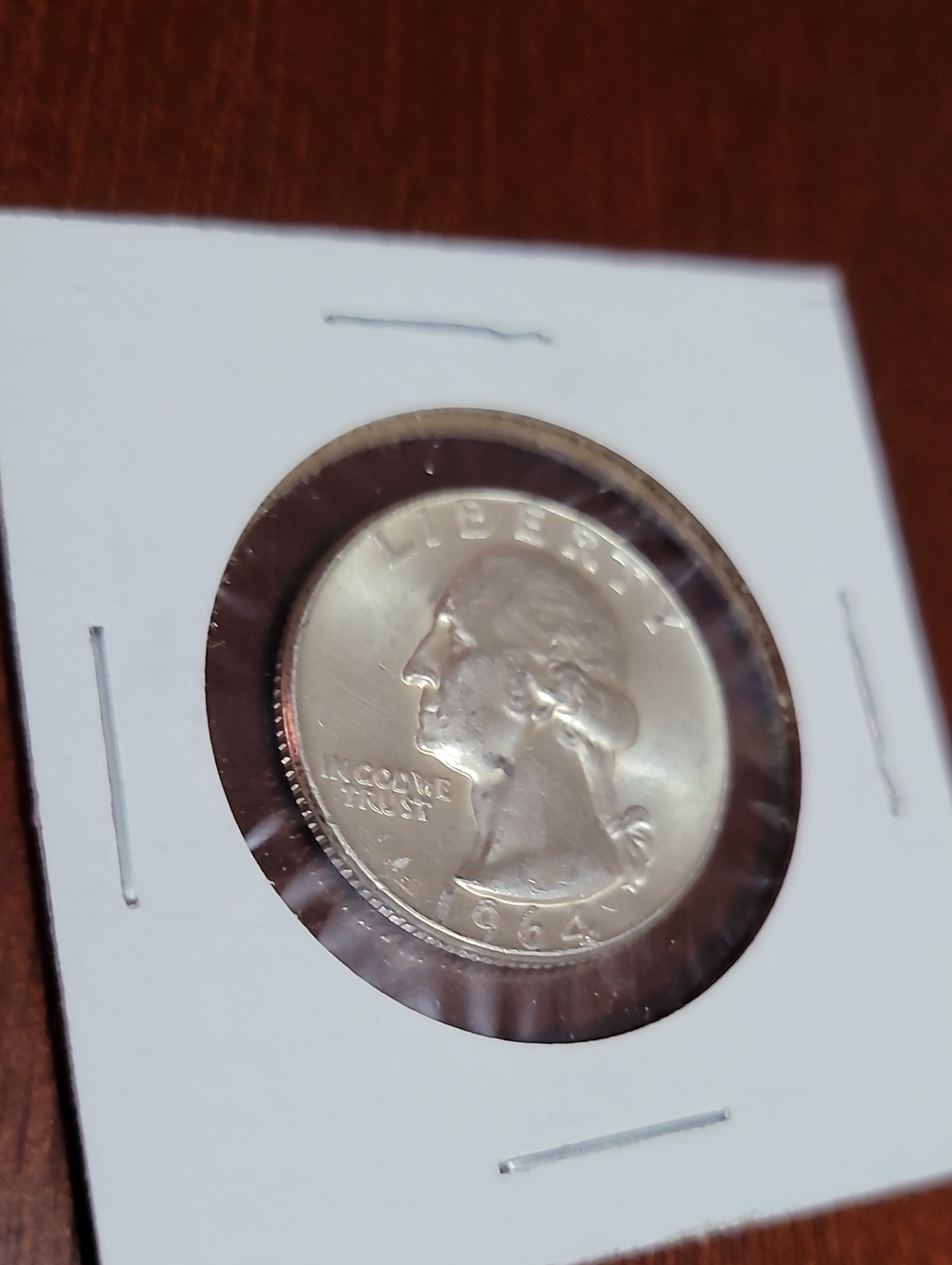 AU. 1964 WASHINGTON QUARTER. 90% SILVER.